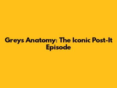 Grey's Anatomy: The Iconic Post-It Episode