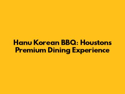 Hanu Korean BBQ: Houston's Premium Dining Experience