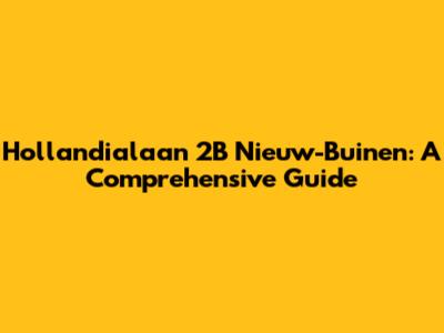 Hollandialaan 2B Nieuw-Buinen: A Comprehensive Guide