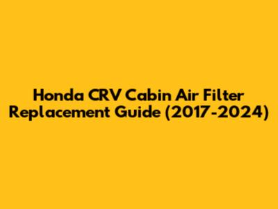 Honda CRV Cabin Air Filter Replacement Guide (2017-2024)