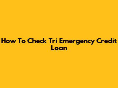 How To Check Tri Emergency Credit Loan