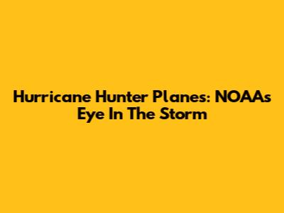 Hurricane Hunter Planes: NOAA's Eye In The Storm