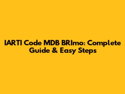 IARTI Code MDB BRImo: Complete Guide & Easy Steps