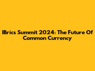 IBrics Summit 2024: The Future Of Common Currency