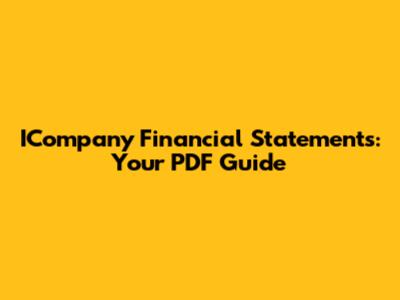 ICompany Financial Statements: Your PDF Guide