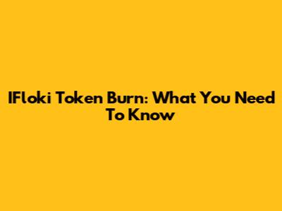 IFloki Token Burn: What You Need To Know