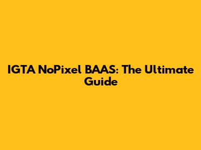 IGTA NoPixel BAAS: The Ultimate Guide