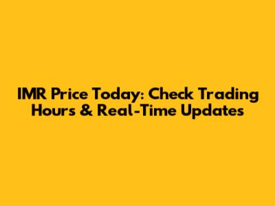 IMR Price Today: Check Trading Hours & Real-Time Updates