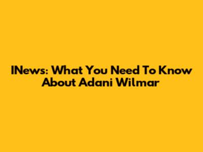 INews: What You Need To Know About Adani Wilmar