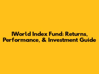 IWorld Index Fund: Returns, Performance, & Investment Guide