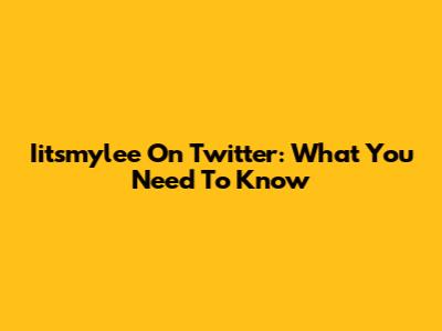 Iitsmylee On Twitter: What You Need To Know