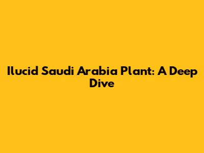 Ilucid Saudi Arabia Plant: A Deep Dive