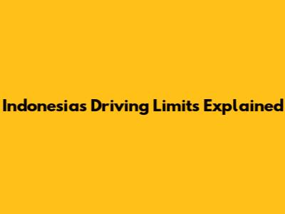Indonesia's Driving Limits Explained