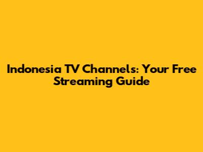 Indonesia TV Channels: Your Free Streaming Guide