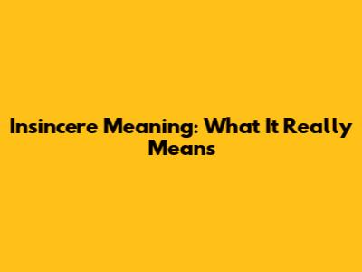 Insincere Meaning: What It Really Means