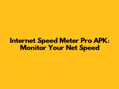 Internet Speed Meter Pro APK: Monitor Your Net Speed