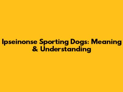 Ipseinonse Sporting Dogs: Meaning & Understanding