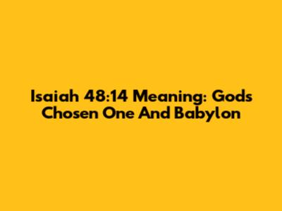 Isaiah 48:14 Meaning: God's Chosen One And Babylon