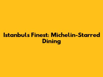 Istanbul's Finest: Michelin-Starred Dining