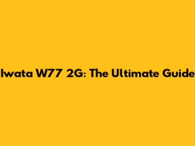 Iwata W77 2G: The Ultimate Guide