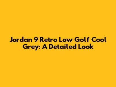 Jordan 9 Retro Low Golf Cool Grey: A Detailed Look