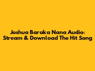 Joshua Baraka Nana Audio: Stream & Download The Hit Song