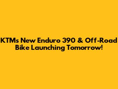 KTM's New Enduro 390 & Off-Road Bike Launching Tomorrow!