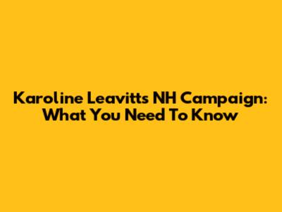 Karoline Leavitt's NH Campaign: What You Need To Know