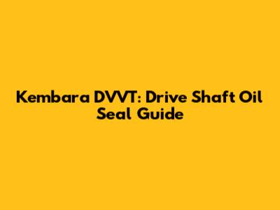 Kembara DVVT: Drive Shaft Oil Seal Guide
