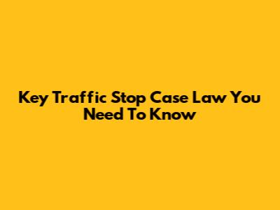 Key Traffic Stop Case Law You Need To Know
