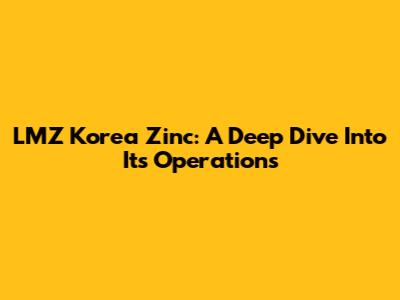 LMZ Korea Zinc: A Deep Dive Into Its Operations