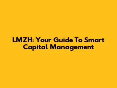 LMZH: Your Guide To Smart Capital Management