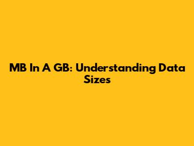 MB In A GB: Understanding Data Sizes