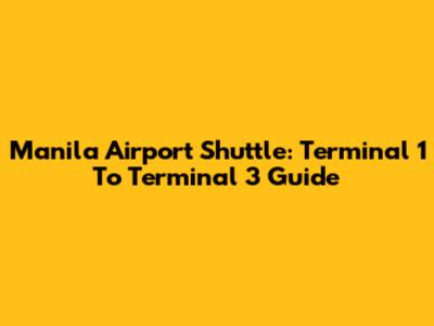 Manila Airport Shuttle: Terminal 1 To Terminal 3 Guide