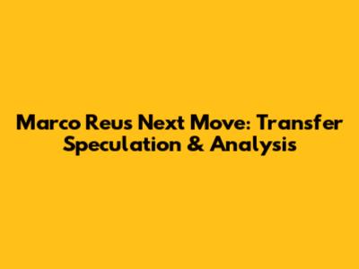 Marco Reus' Next Move: Transfer Speculation & Analysis