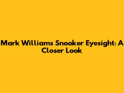 Mark Williams' Snooker Eyesight: A Closer Look