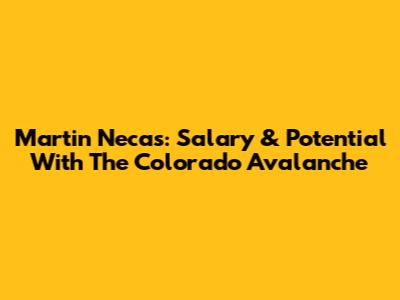 Martin Necas: Salary & Potential With The Colorado Avalanche