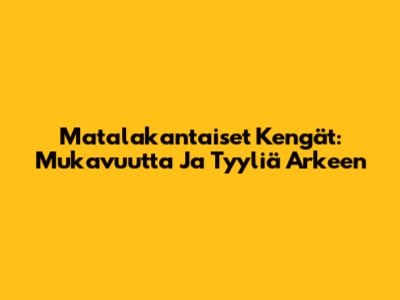 Matalakantaiset Kengät: Mukavuutta Ja Tyyliä Arkeen