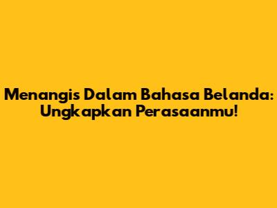 Menangis Dalam Bahasa Belanda: Ungkapkan Perasaanmu!