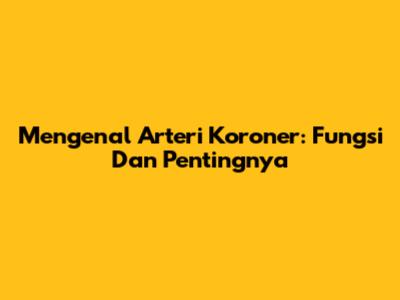 Mengenal Arteri Koroner: Fungsi Dan Pentingnya