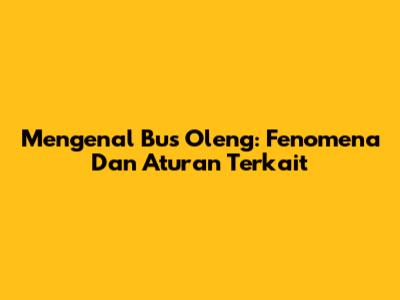 Mengenal Bus Oleng: Fenomena Dan Aturan Terkait