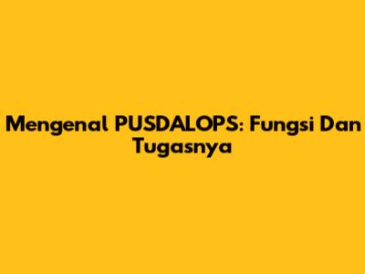 Mengenal PUSDALOPS: Fungsi Dan Tugasnya