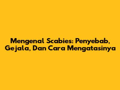 Mengenal Scabies: Penyebab, Gejala, Dan Cara Mengatasinya