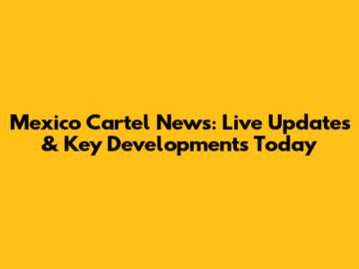 Mexico Cartel News: Live Updates & Key Developments Today