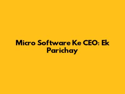 Micro Software Ke CEO: Ek Parichay