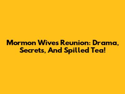 Mormon Wives Reunion: Drama, Secrets, And Spilled Tea!