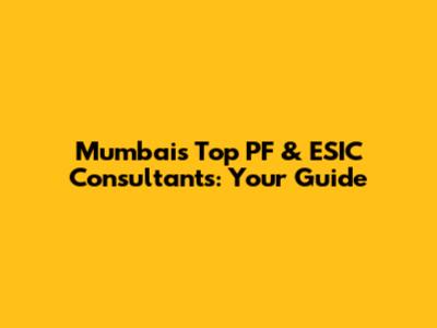 Mumbai's Top PF & ESIC Consultants: Your Guide