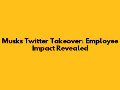 Musk's Twitter Takeover: Employee Impact Revealed