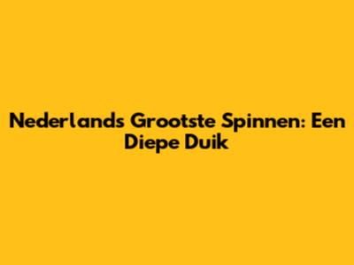 Nederlands Grootste Spinnen: Een Diepe Duik