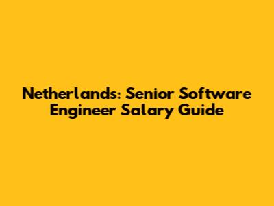 Netherlands: Senior Software Engineer Salary Guide